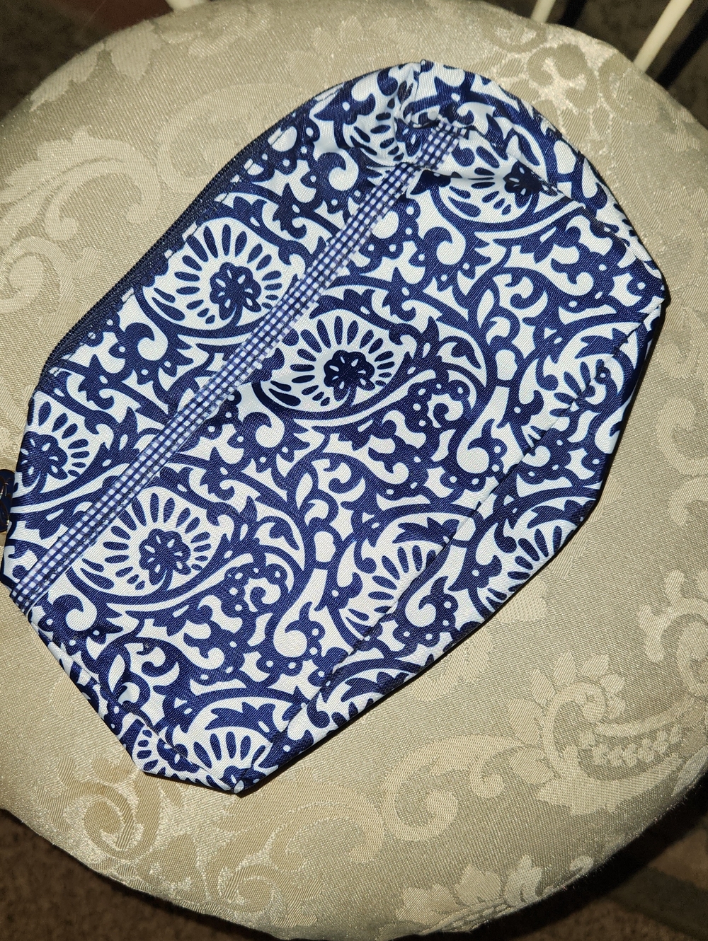 Estee Lauder Blue Floral Pattern Cosmetic Bag -  Small Travel Pouch